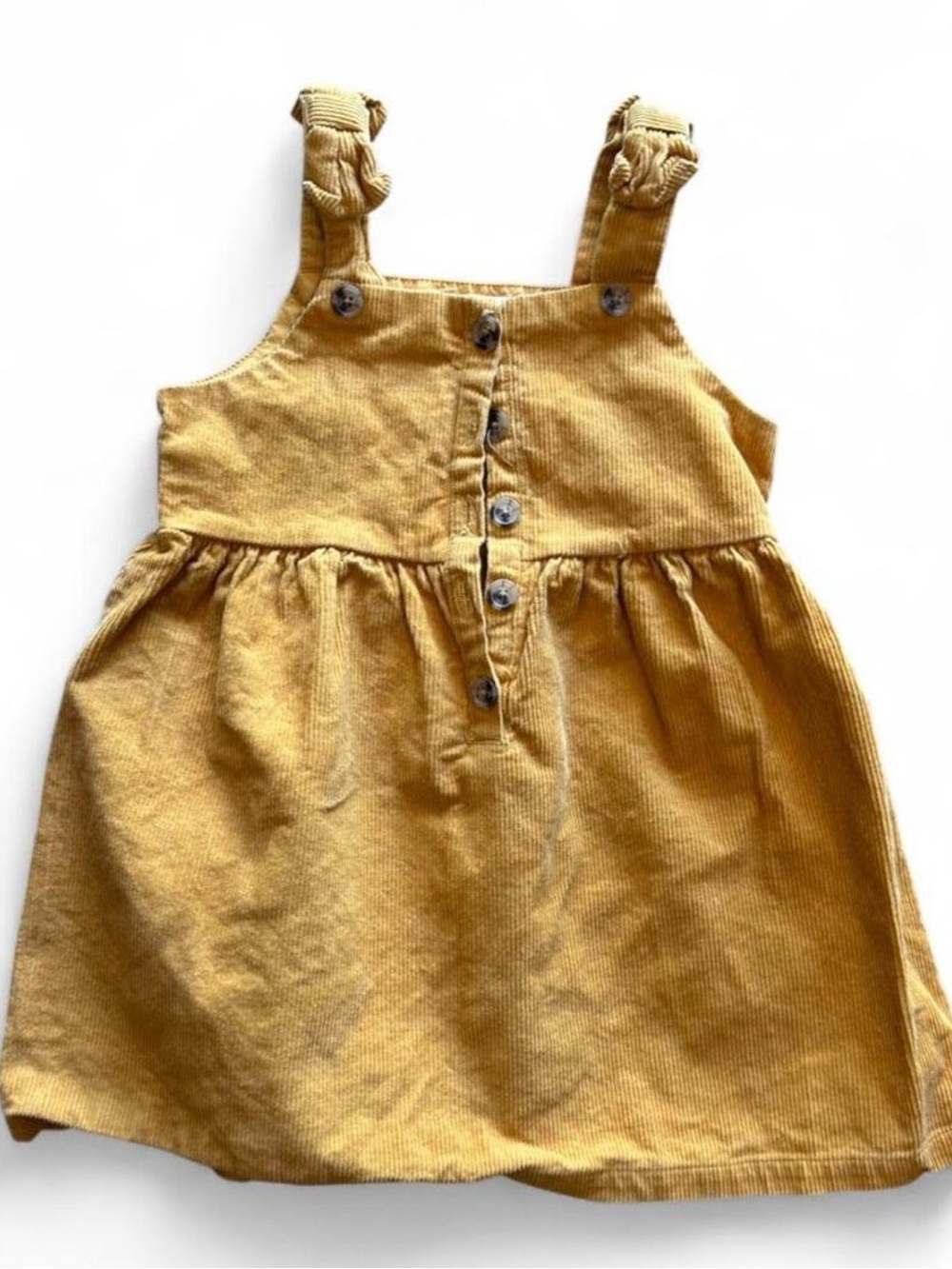 Blueberi Boulevard Mustard Yellow Corduroy Pinafore Dress